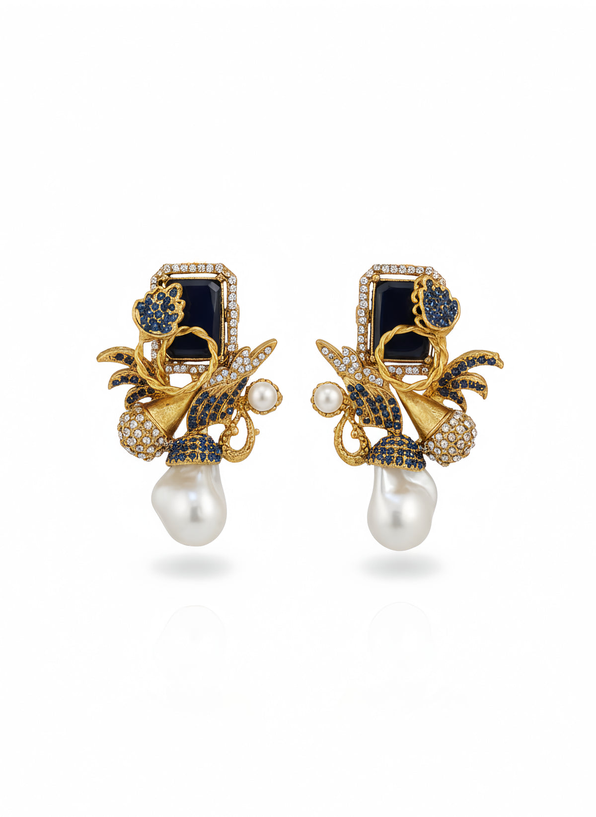 Enchanted Flora Pearl Earrings - Black | AA1202