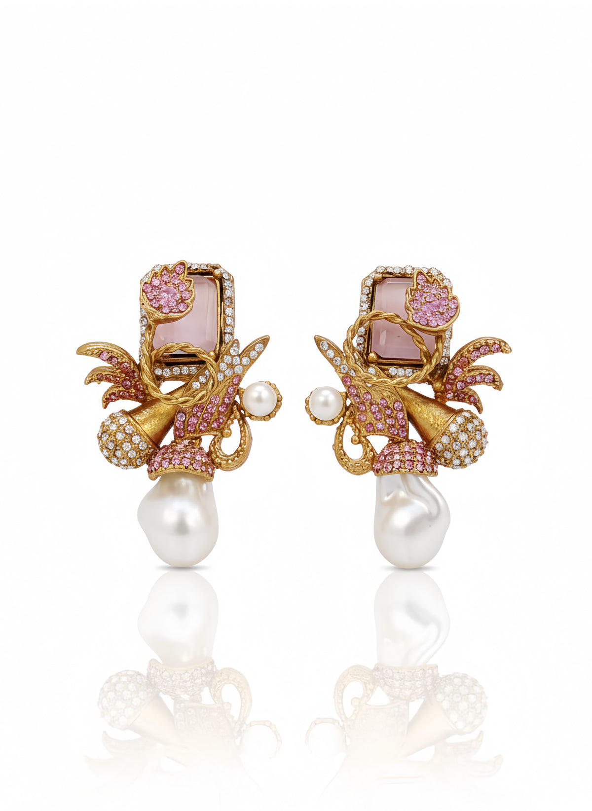 Enchanted Flora Pearl Earrings - Pink | AA1201