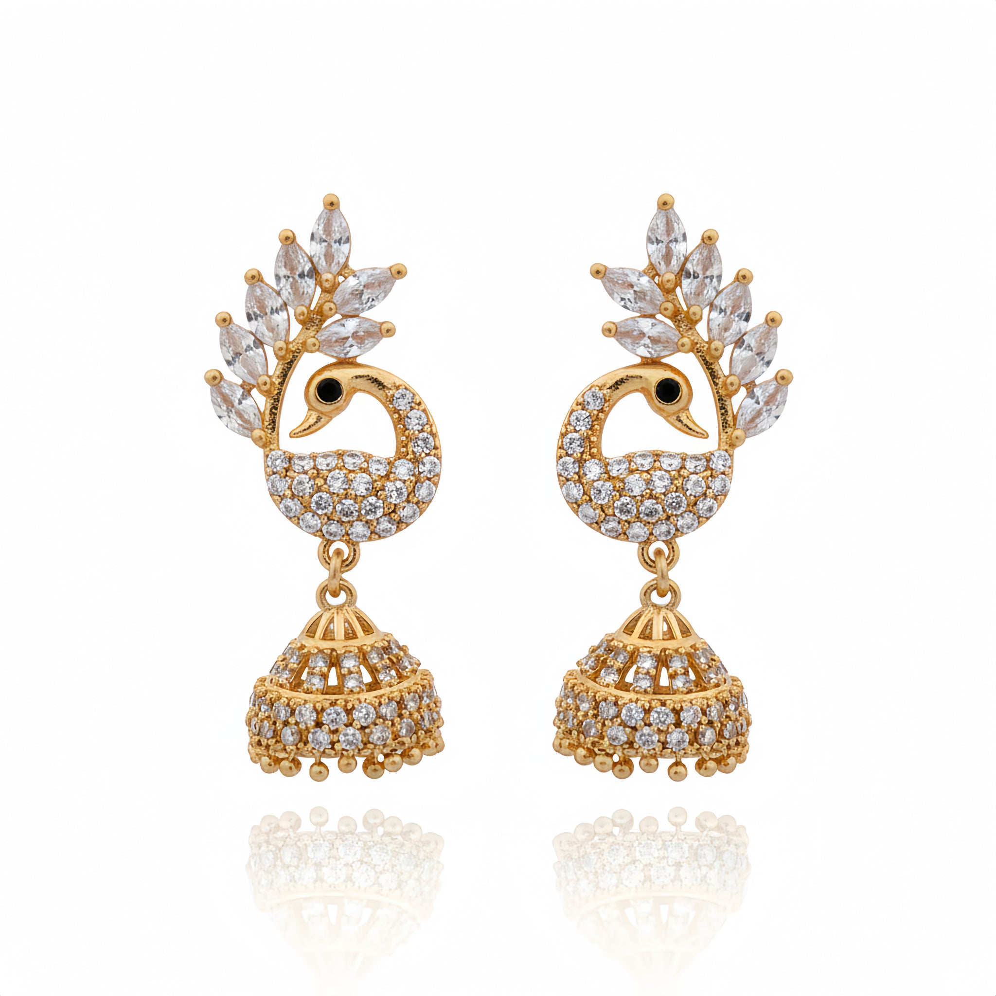 Zircon Majestic Peacock Crystal Jhumkas | AA1215