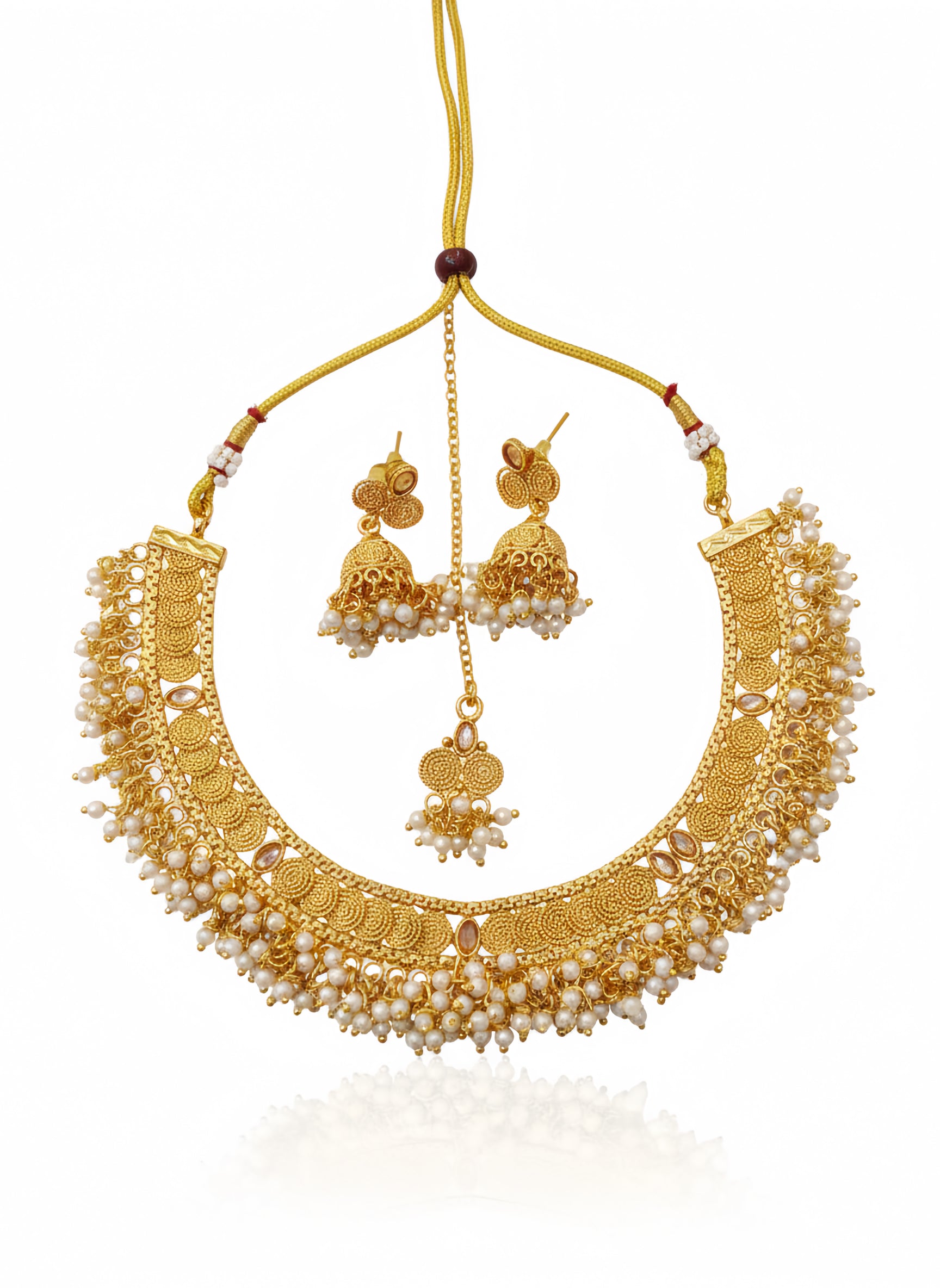 Golden Glimmer Jhumka Choker Set | AA1105
