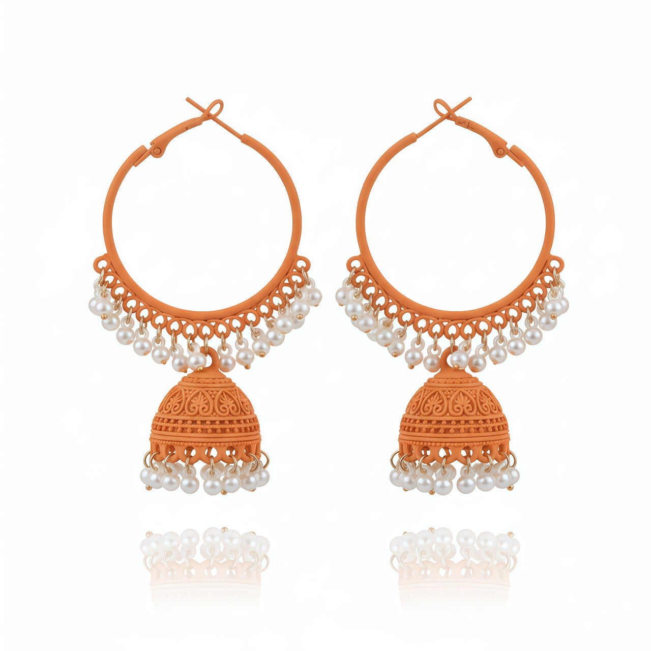 Bloom Hoop Jhumkas – Matte Orange | AA1219