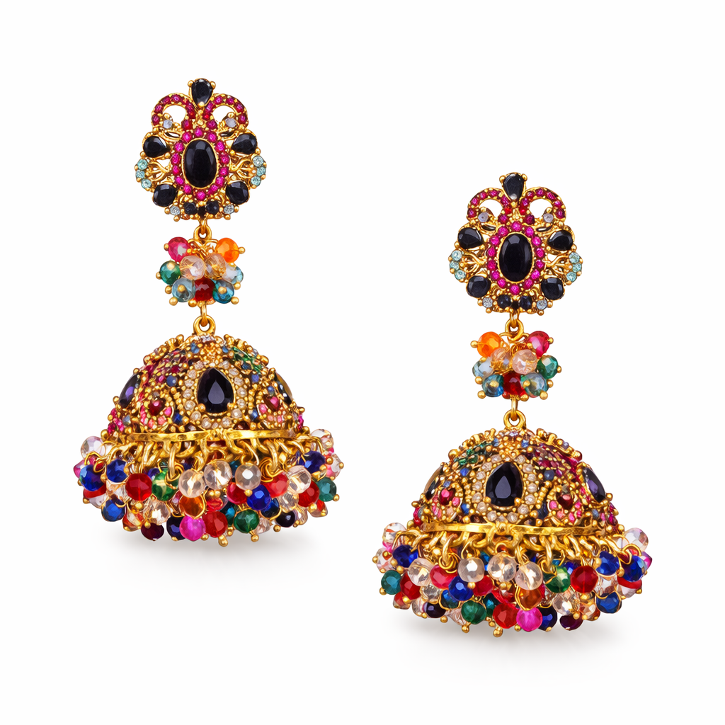 Majestic Jhumka Drop Earrings – Festive Multi | AA1231