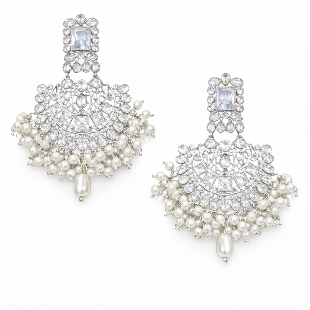 Midnight Empress Drop Earrings – Pure White | AA1230