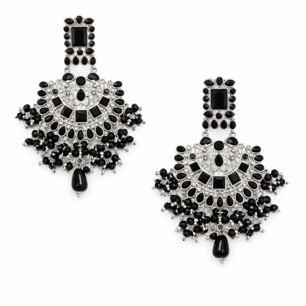 Midnight Empress Drop Earrings – Black | AA1229